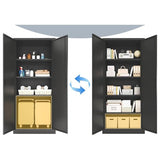 71" Metal Storage Cabinet with Doors, Lock and 4 Adjustable Shelves, Tall Pantry Cabinet for Garage, Office, Bedroom, Shop, Craft Room, Steel Storage Organizer with Adjustable Feet,Black GAOMON