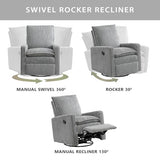 Oxford Baby Uptown Upholstered Swivel Glider and Recliner Nursery Chair - Corduroy, Ash Gray Oxford Baby