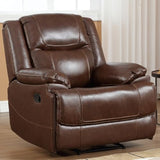 EBELLO Genuine Leather Manual Recliner Chair, Reclining Sofa Chair Couch for Living Room, Bedroom Furniture, Meeting Room, Brown EBELLO