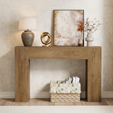 Wood Console Table for Entryway Living Room, 43-Inch Modern Sofa Table, Farmhouse Small Rectangular Accent Console with Wooden Double Base for Behind Couch Hallway Foyer Entrance, Light Oak Brown Epecoya