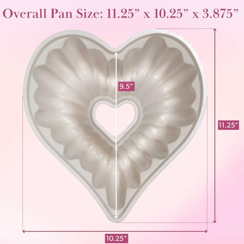 Paris Hilton Heart Shaped Fluted Cake Pan, Cast Aluminum with Clean Ceramic Nonstick Bakeware, Dishwasher Safe, Made without PFAS, PFOA, PFOS & PFTE, 9-Inch, Pink Paris Hilton