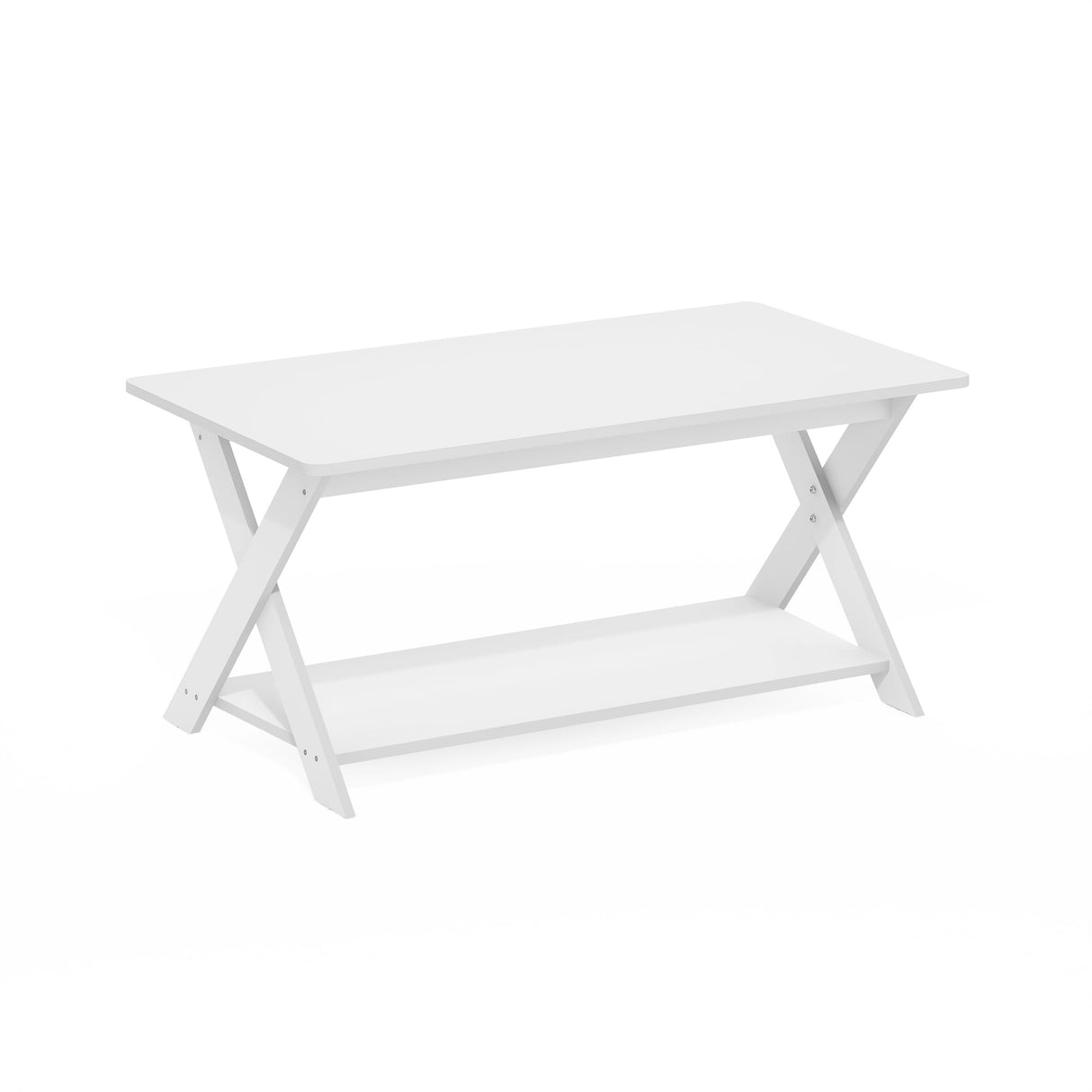 Furinno Modern Simplistic Criss-Crossed Coffee Table, White Furinno
