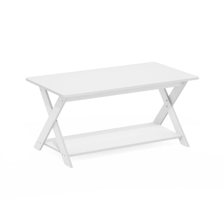 Furinno Modern Simplistic Criss-Crossed Coffee Table, White Furinno