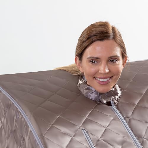 SereneLife Portable Steam Sauna - Single Person Detox Spa (Gray) - Includes Foldable Chair for Comfort, Foot Pad Heating Mat SereneLife