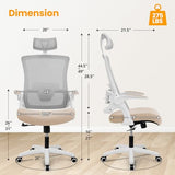 NEO Chair Ergonomic Office Desk Chair High Back Computer Gaming Mesh Chair with Comfy Task Adjustable Arms Lumbar Support Headrest Swivel for Home Office (Beige) NEO CHAIR