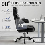 AreShark Ergonomic Office Chair with High Back Headrest, PU Leather Executive Desk Chair - Padded Flip-Up Armrests, Lumbar Support, Swivel Computer Chair for Home Office & Gaming, Black AreShark
