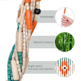 BECHAEO Beaded Curtain for Doorway Handmade Bamboo Wooden Door Beads Hanging Room Divider Hippie Curtain for Hallway Window Boho Rustic Home Store Decor, 35.5 x 75 Inches Green BECHAEO