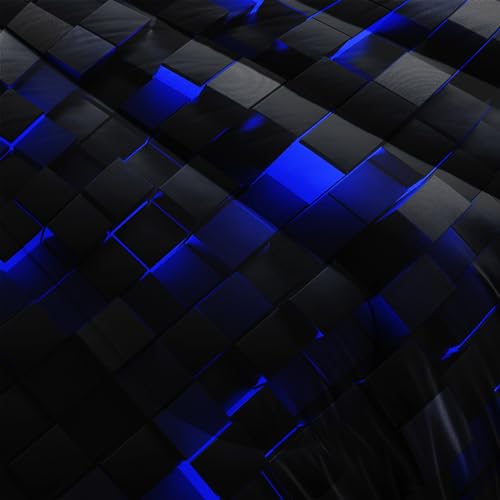 Nttopship Geometric Blue Black Comforter Set,Light Honeycomb 3 Piece Bedding Set King Size for Teen Boys,Modern Quilt Set Geometry Decor,Microfiber Lightweight 1 Comforter 2 Pillowcases All Season Nttopship
