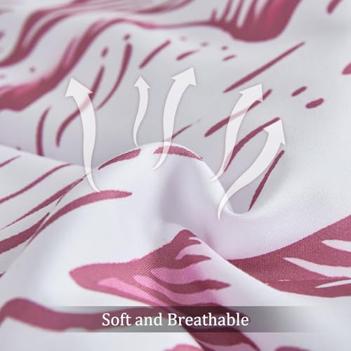 Luxudecor Floral Queen Comforter Set 7 Pieces Bed in a Bag, Pink Flower Print on Black Bedding Set, Soft Reversible Comforter with Sheet Set 90"x90" Luxudecor