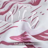 Luxudecor Floral Queen Comforter Set 7 Pieces Bed in a Bag, Pink Flower Print on Black Bedding Set, Soft Reversible Comforter with Sheet Set 90"x90" Luxudecor