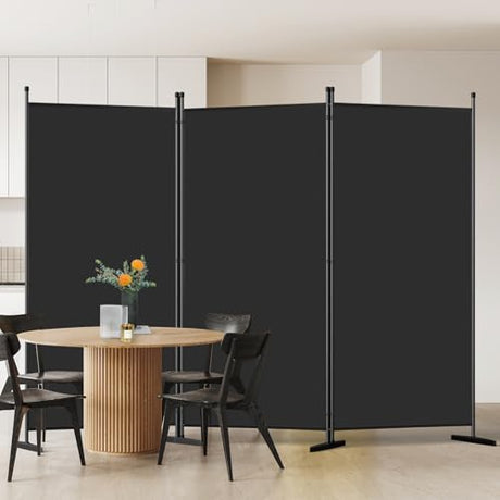 AKTOP 3-Panel Room Divider, Freestanding Wall Divider for Room Separation, Folding Privacy Partition Screen 70''W x 102''H, Portable Room Divider Panel Privacy Screen for Dorm Studio Office, Black AKTOP