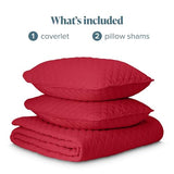 Bare Home Coverlet Set - Full/Queen - Lightweight Bed Decor - Comforter Alternative - All-Season Quilted Bedspread (Full/Queen, Red) Bare Home