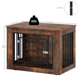 YITAHOME 32.5" L Dog Crate Furniture for Medium Dogs, 2-in-1 Iron-Wood Fusion Dog cage Indoor up to 40 lb, Side End Table, Modern Dogs Kennel with Waterproof Top, Safety Corners,Steel Lock,Rustic YITAHOME
