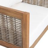 CHRISTOPHER KNIGHT HOME Burchett Outdoor 4pc Chat Set - Acacia Wood and Wicker - Teak/Mixed Brown/Beige Christopher Knight Home