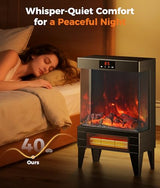 Oylus Electric Fireplace Stove Heater - Freestanding Fireplace Heater for Indoor Use with Realistic 3D Flame, Adjustable Thermostat & Remote, Quiet, Timer for Living Room and Bedroom OYLUS