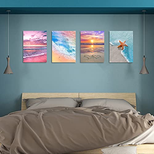 Muzagroo Art 4 Pack 5D Diamond Painting Kits for Adults DIY Drill Diamond Art Kits Arts and Crafts for Beginners Beach Diamond Dot Kits Gem Painting Wall Art for Living Room Muzagroo Art