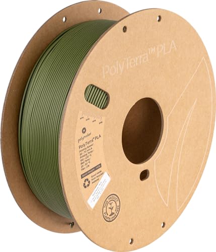 Polymaker Matte PLA Filament, 3D Printer PLA Filament 1.75mm 1kg - PolyTerra 3D Printing PLA Filament, Army Dark Green Polymaker