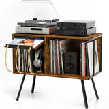 Faesun Flip Top Record Player Stand, Large Record Player Table with Open Storage Holds up to 150+ Albums, Mid Century Turntable Stand, Stereo Cabinet for Speakers, for Living Room, Bedroom, Rustic Faesun