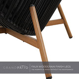 Grand patio Outdoor & Indoor Egg Chair 2PC, PE Wicker Open Weave Wood Grain Finish Oversized Egg Cocoon Chairs with Stand Lounge Chair Comfortable for Front Porch, Living Room, Bedroom (Dark Grey 2PC) Grand patio