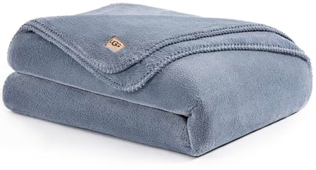 UGG Whitecap Twin Blanket, Soft Cozy Fleece Blanket for Bed, Luxury Fluffy Oversized Throw for Couch, Washable Twin XL Bedding, Dorm Essentials, 66" x 90", Denim Blue UGG