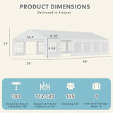 EROMMY 20x40ft Party Tent, Outdoor Wedding Tent, Heavy Duty Large Canopy Carport with Removable Sidewalls, 2 Roll-up Doors, 4 Storage Bags, Gazebo Shelter Tent for Party Event Commercials, White EROMMY