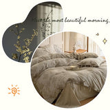 VM VOUGEMARKET Linen Cotton Duvet Cover Set King Retro Monet Flower Bedding Set,Jacquard Yarn-Dyed Textured Comforter Cover with Bowknot-104 x90,Khaki VM VOUGEMARKET
