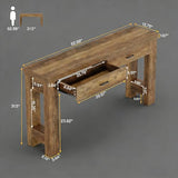 Tribesigns 63" Farmhouse Console Table with Drawers, Sofa Entryway Table for Hallway, Living Room, Countryside Narrow Console Furniture, Brown Tribesigns