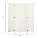HOMCOM Room Divider, 4 Panel Folding Privacy Screen, 5.6' Tall Freestanding Wall Partition for Home Office, Bedroom, White HOMCOM