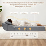 BeBen Folding Sofa Bed Chair, Convertible Sleeper Chair Futon Couch, Foldable Boneless Floor Lounger Sofa, Single Foam Chair Bed for Small Spaces, Dorm, Guest Room, Living Room, Apartment, Grey BeBen