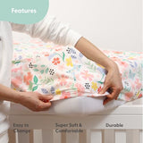 The Peanutshell Baby Crib Bedding Set for Girls - 3 Pieces - Newborn, Infant & Toddler Bed - Pink Baby Blanket Set with Fitted Crib Sheet, Dust Ruffle - Wildflower Boho Floral Girl Nursery Décor The Peanutshell