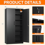NODHM Metal Storage Cabinets with Lock, 71" Garage Storage Cabinet with 2 Door and 5 Adjustable Shelves, Steel Lockable Tool Cabinets for Home, Office, Gym, Garage NODHM