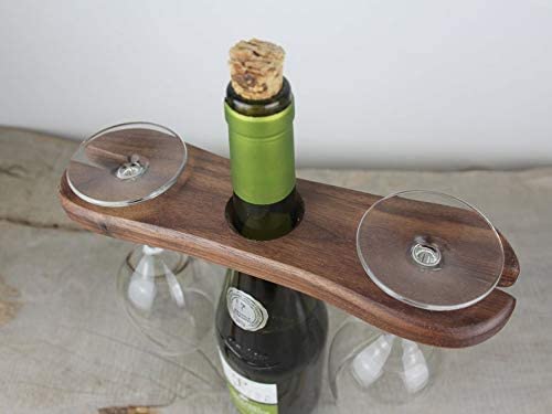 Frescorr - Wine Bottle & Glass Holder | Handmade Antique Wood(one of The World's Finest Wood) Stand for Wine for Two Glasses & Bottle (Dalbergia Sissoo) Frescorr