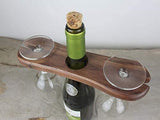 Frescorr - Wine Bottle & Glass Holder | Handmade Antique Wood(one of The World's Finest Wood) Stand for Wine for Two Glasses & Bottle (Dalbergia Sissoo) Frescorr