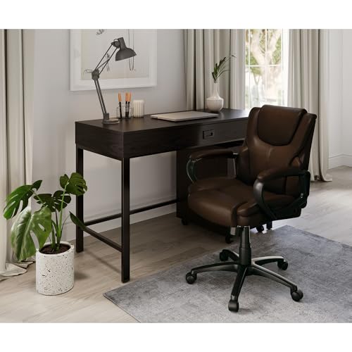 Brenton Studio® Mayhart Vinyl Mid-Back Chair, Brown/Black Brenton Studio