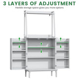 Semoic 51" Pantry Cabinet, Kitchen Storage Cabinet with Storage Shelves, Modern Kitchen Hutch with Microwave Stand, Adjustable Shelves, Food Pantry Cabinet for Dining Room (White) Semoic