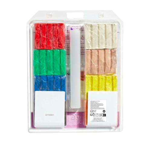 Sculpey Bake Shop Bendy Polymer Oven Bake Clay, 8 unique color set, pieces become rubbery and super flexible after baking, 2 modeling tools, made for creating holiday, figurines and school projects. Sculpey