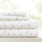Linen Market Double-Brushed Patterned Microfiber Full Sheet Set 4 Piece – Oeko-TEX Certified Ultra Soft & Wrinkle-Free - 16" Deep Pocket Sheets - Easy Care Full Size - Soft Floral Pink Linen Market
