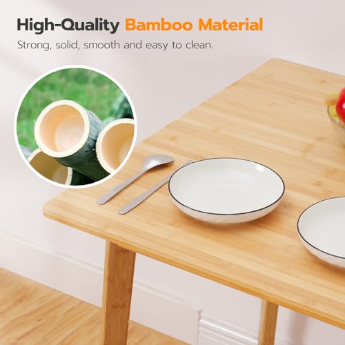 HOOBRO Bamboo Dining Table, Square Dining Table for 2, 27.6" Kitchen Table for Small Space, Writing Table, Easy to Assemble, for Dining Room, Living Room, Office, Kitchen, Apartment, Natural  - WoodArtSupply