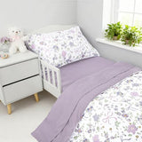 SWESEN Toddler Bedding Set for Girls, Purple Floral Toddler Girls Bedding Set, Soft & Lightweight 4 Piece Toddler Comforter Sets Include Comforter, Flat Sheet, Fitted Sheet, Pillowcase SWESEN