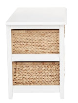 OSP Home Furnishings Seabrook Storage Tower with Solid Wood Frame and Natural Baskets, 2-Tier, 4-Drawer, White Finish OSP Home Furnishings