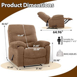 Chizzyseat Manual Oversized Recliner Overstuffed Chairs Large Recliner High Weight Capacity Big and Tall Man Recliner for Heavy Duty 400lbs Adults for Living Room, Bedroom, Nursery, RV Brown