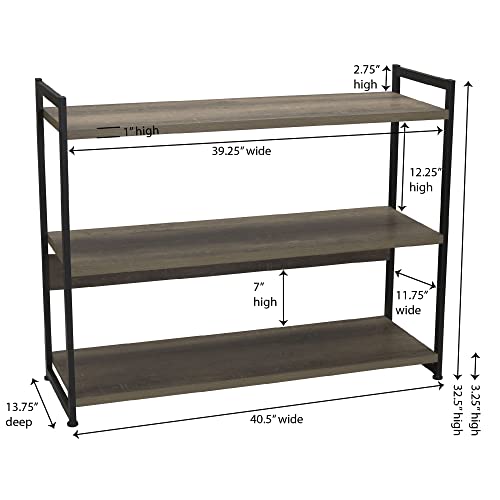 Household Essentials Ashwood 3 Tier Storage Shelf with Metal, Grey Shelves – Black Frame Household Essentials