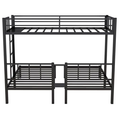 Twin Size Bunk Bed, Metal Triple Bed, Twin XL Bunk Beds for 3, Detachable Triple Bunk Bed for Kids & Teens, Black Bellemave
