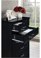 HODEDAH 7 Drawer Wood Dresser for Bedroom, 31.5 inch Wide Chest of Drawers, with 2 Locks on the Top Drawers, Storage Organization Unit for Clothing, Black Hodedah