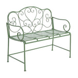 Christopher Knight Home Layon Iron Outdoor Bench, Patio Loveseat for 2 People, Durable Garden Bench with Floral Pattern Backrest, Slatted Seat for Park/Yard, Spacious Outdoor Seating, Matte Green Christopher Knight Home