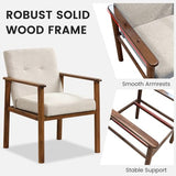 GOFLAME Accent Chair Set of 2, Mid-Century Modern Armchair with Solid Wood Legs, Soft Cushioned Seat, Upholstered Linen Fabric Leisure Chair for Living Room, Bedroom, Guest Room, Office, Beige GOFLAME