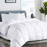 COHOME Queen Size Cooling Comforter, All-Season Quilted Down Alternative Duvet Insert, Luxury Hotel Breathable GentleSoft Comforter with Anti-Clump Tech & 8 Tabs - Reversible - White 88“ x 88” inches COHOME