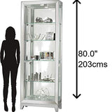 Howard Miller Shayne Curio Cabinet II, Silver Finish - Adjustable Shelf Levelers Perfect for Collectibles, Decorative Items, Office & Living Room with Halogen Light Illuminated Curio Cabinets Howard Miller