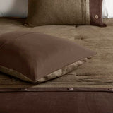 Madison Park Boone Cozy Comforter Set, Faux Suede, Deluxe Hotel Styling All Season Down Alternative Bedding Matching Shams, Decorative Pillow, Queen (90 in x 90 in), Rustic Brown 7 Piece Madison Park
