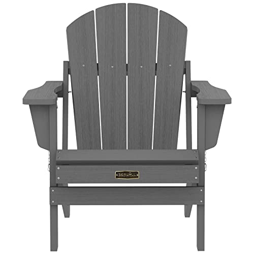 SERWALL Adirondack Chair for Patio Garden Outdoors Fire Pit- (Folding Gray) SERWALL